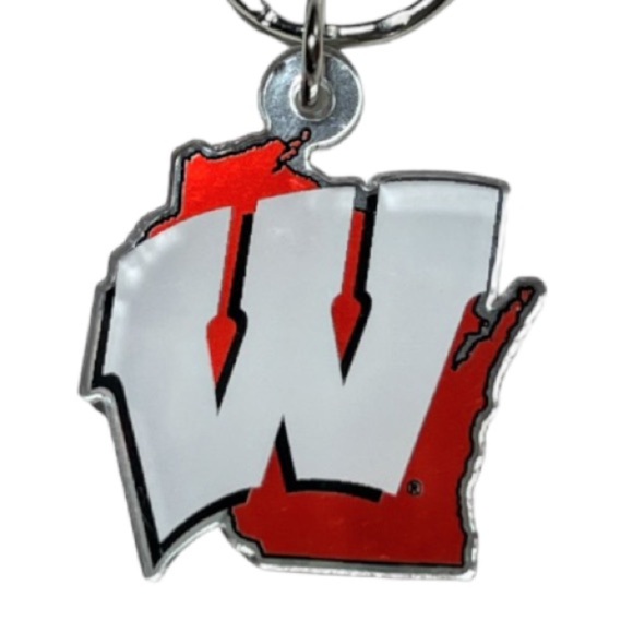 NWT Wisconsin State Red and White Acrylic Keychain - Picture 5 of 7